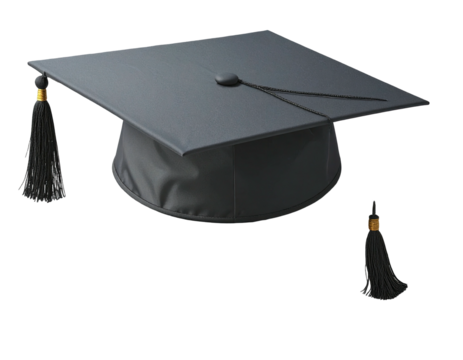 Gray graduation cap with tassels