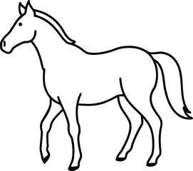A simple black vector silhouette of a horse illustration with a flowing mane