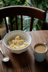 Portion of lazy dumplings vareniki with creamy sauce