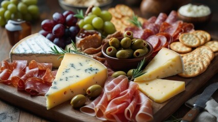 Gourmet cheese and charcuterie board