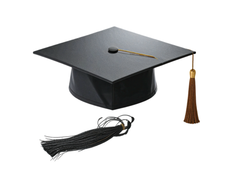 Dark gray graduation cap with tassel