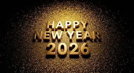 “Happy New Year 2026 – Golden Glitter Celebration Collection”