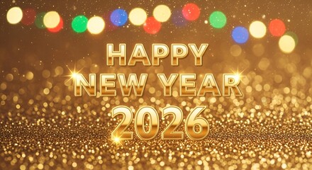 “Happy New Year 2026 – Golden Glitter Celebration Collection”