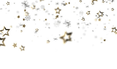 Sparkling gold stars and snowflakes on white. Perfect for holidays, celebrations, and winter themes.