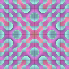 Digital illustration of a symmetrical pattern with bright colors and neon effects will fit perfectly in modern futuristic interiors, adding freshness and dynamism. 3d rendering