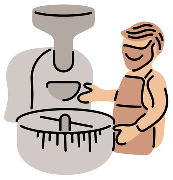 baker mixing dough with machine clip art preview