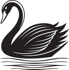 Black Swan Silhouette on Water bird