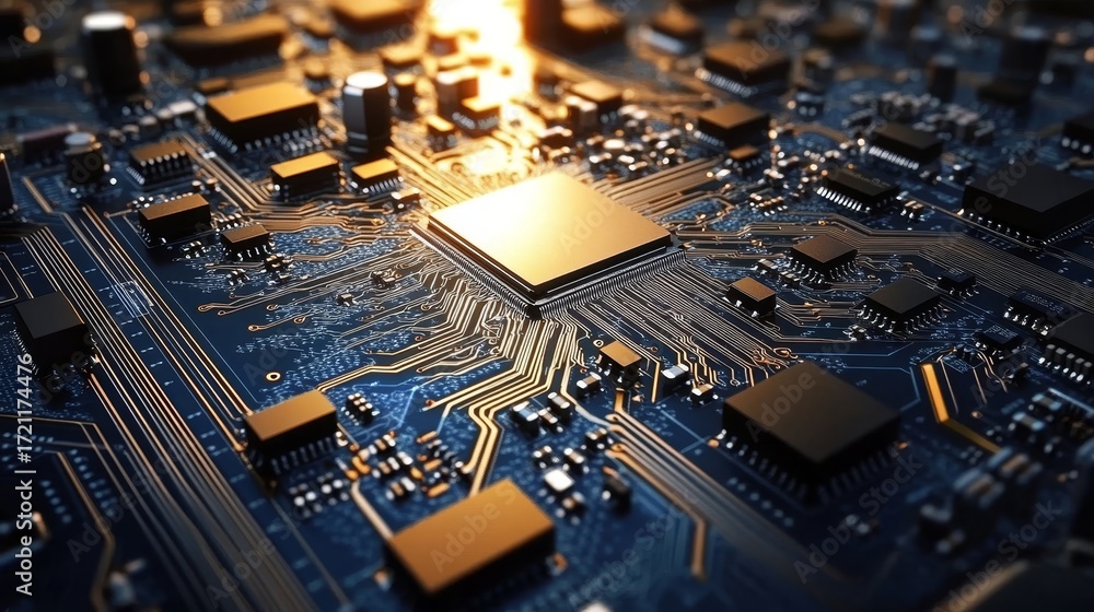 Aufkleber intricate and advanced mainboard assembly featuring cutting-edge microchips and components