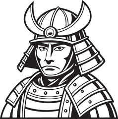 Samurai Warrior Head in Armor soldier Japan