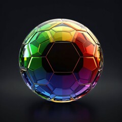 Naklejka premium Rainbow Colored Geometric Sphere on Dark Background