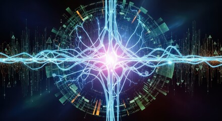 Abstract depiction of brainwave activity with graphic elements.