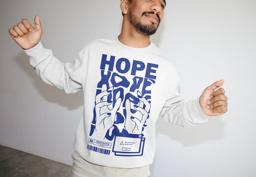 Mockup Of Man Wearing Customizable Sweatshirt, Arms Out
