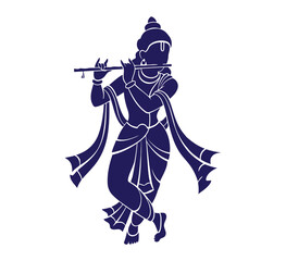 Lord krishna playing flute, hindu god illustration