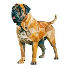 Obraz premium Beautiful geometric dog sculpture standing confidently in a modern style, showcasing intricate shapes and warm colors