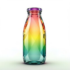 Rainbow Glass Bottle on White Background