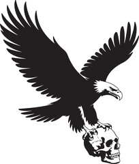 Halloween eagle skull talon silhouette vector