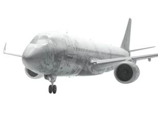 Monochrome jetliner, side view, detailed