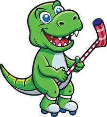 Naklejka premium A funny green crocodile cartoon character design with a wide smile and cute art style