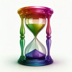 Rainbow Hourglass with Colorful Sand on White Background