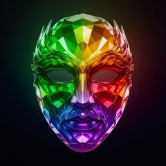 Rainbow Low Poly Mask on Dark Background