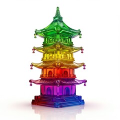 Rainbow Pagoda 3D Render