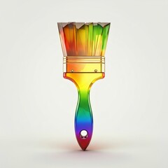 Rainbow Paintbrush on White Background