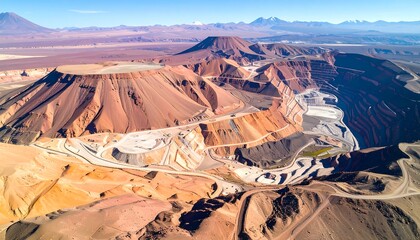 Aerial view of a vast open-pit mine