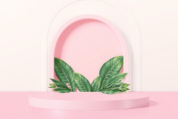 Product(Mockup) Display with Tropical Leaves and Arches