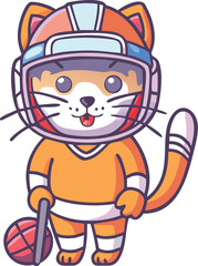 A funny cartoon tiger cub character illustration with a smiling child's clown costume drawing