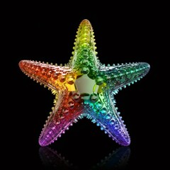 Rainbow Starfish on Black Background