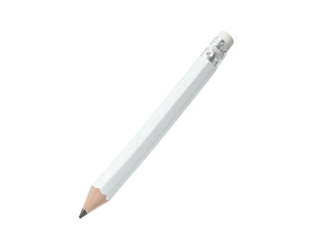 A white pencil with a dark gray graphite lead angled diagonally