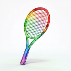 Rainbow Tennis Racket on White Background