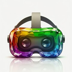 Rainbow Virtual Reality Headset on White Background