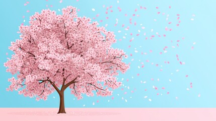 Fototapeta premium Cherry blossom tree in bloom spring landscape nature photography serene environment vibrant viewpoint