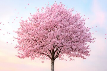 Fototapeta premium Blossoming cherry tree in spring nature photography serene atmosphere vibrant colors aesthetic viewpoint