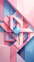 Abstract geometric shapes in pastel pink and blue