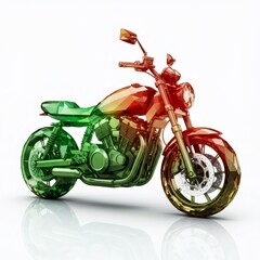 Red Green Gold Motorcycle Studio Shot