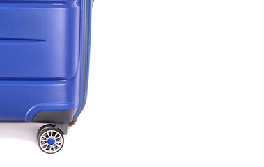 blue suitcase on a white background. High quality photo