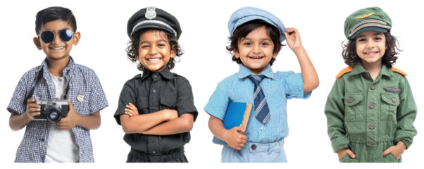 Children dressed as various professionals