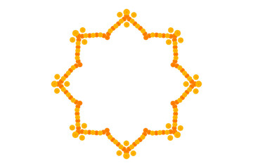 Marigold mandala garland Decoration: traditional indian festival dussehra, Diwali, deepavali, durga,  puja, celebration, wedding, floral on transparent background, PNG image vector design