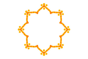 Marigold mandala garland Decoration: traditional indian festival dussehra, Diwali, deepavali, durga,  puja, celebration, wedding, floral on transparent background, vector design