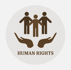 Human Rights Symbol with Three Figures and Hands – 3D Cinematic Render