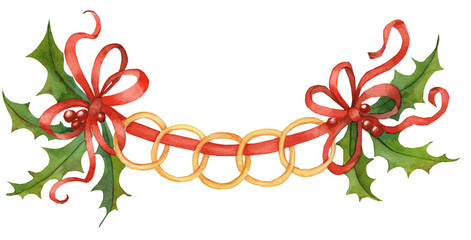 Watercolor illustration of five gold rings, inspired by The Twelfth Day of Christmas. Festive holiday artwork perfect for cards, prints, and seasonal design.