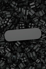 un bandeau noir vierge au centre de l'image, entouré de cadeaux de noël pour message commercial - rendu 3D