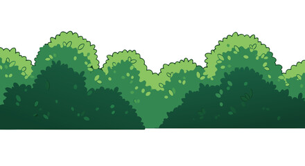 Cartoon green bush border with dark background