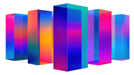 Gradient color columns illustration on transparent png background