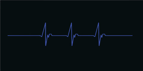 An abstract ECG wave of a heartbeat pulse is shown on a medical monitor with a blue and green line graph