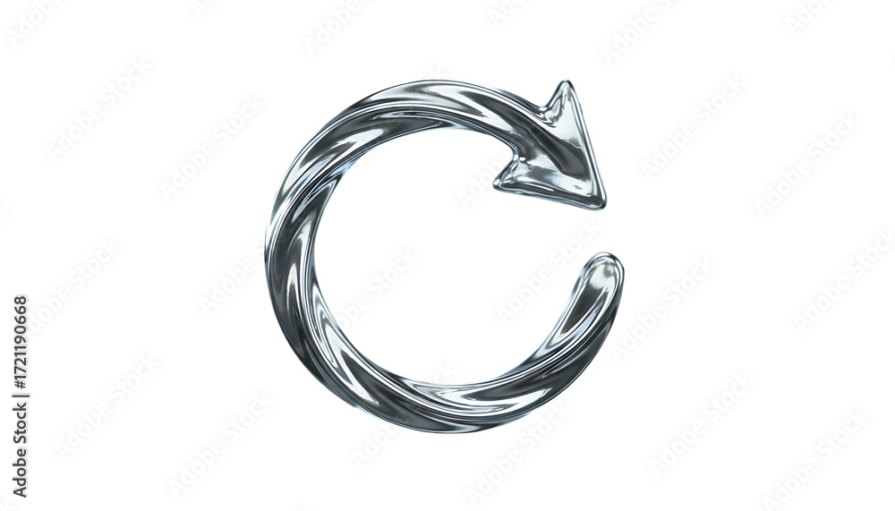 Wall mural arrow chrome for metal clockwise repeat liquid forming loop a futuristic cyclical perfect compact re