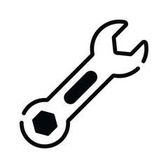Here is modern style line icon of wrench isolated on white background