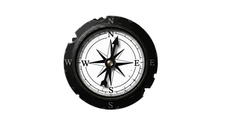 Distressed compass displaying north direction, navigational instrument concept exploration